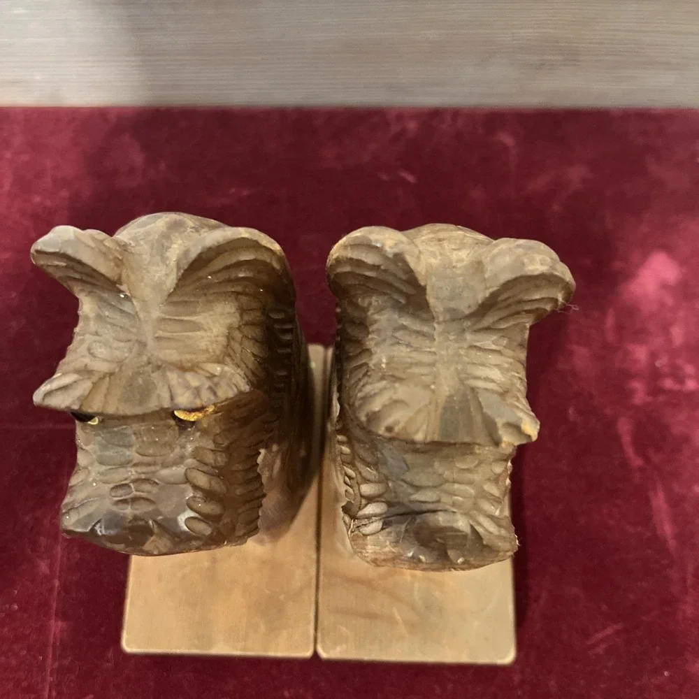 Vtg Terrier Dog Carved‎ Wood Bookends Made in Japan